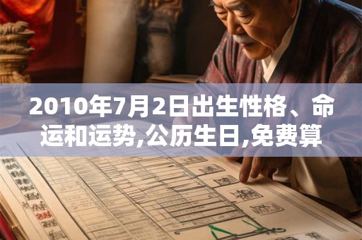 2010年7月2日出生性格、命运和运势,公历生日,免费算命