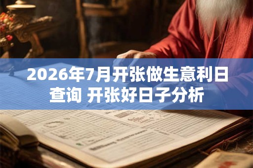 2026年7月开张做生意利日查询 开张好日子分析 2026年7月开张做生意利日查询 开张好日子分析
