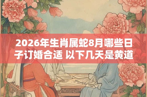 2026年生肖属蛇8月哪些日子订婚合适 以下几天是黄道吉日 2026年生肖属蛇8月哪些日子订婚合适 以下几天是黄道吉日
