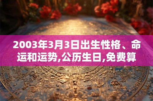 2003年3月3日出生性格、命运和运势,公历生日,免费算命 2003年3月3日出生性格、命运和运势,公历生日,免费算命