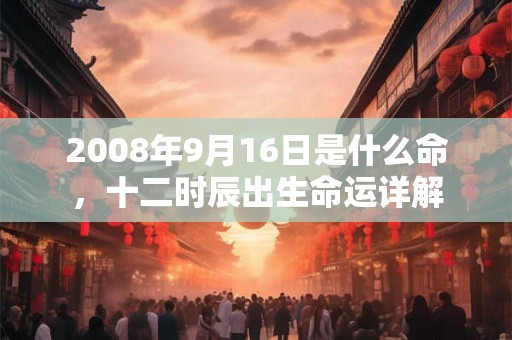 2008年9月16日是什么命，十二时辰出生命运详解