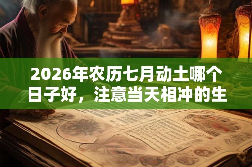 2026年农历七月动土哪个日子好，注意当天相冲的生肖
