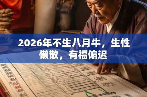 2026年不生八月牛,生性懒散,有福偏迟 2026年不生八月牛,生性懒散,有福偏迟