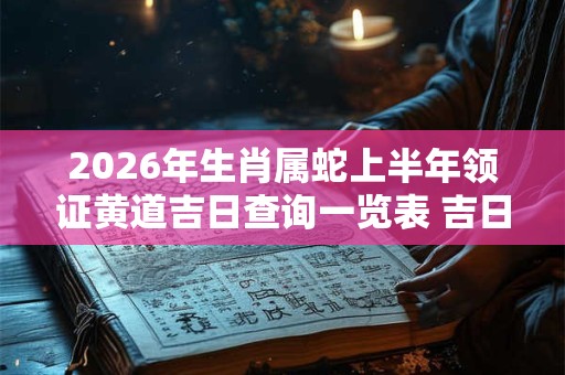 2026年生肖属蛇上半年领证黄道吉日查询一览表 吉日分析
