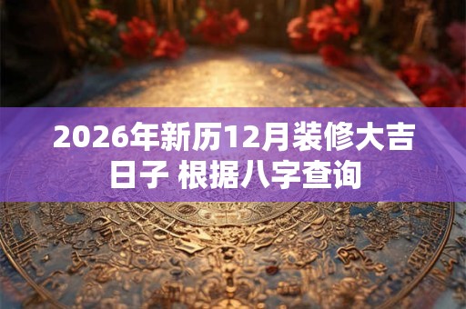 2026年新历12月装修大吉日子 根据八字查询