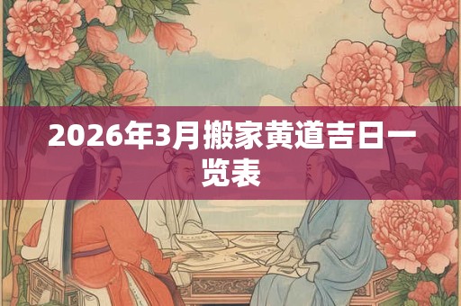 2026年3月搬家黄道吉日一览表 2026年3月搬家黄道吉日一览表