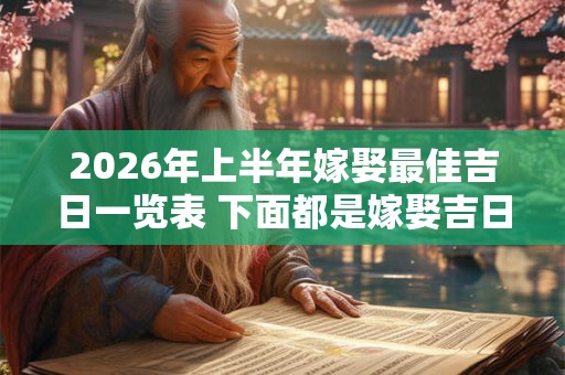 2026年上半年嫁娶最佳吉日一览表 下面都是嫁娶吉日 2026年上半年嫁娶最佳吉日一览表 下面都是嫁娶吉日