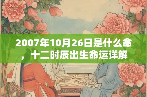 2007年10月26日是什么命,十二时辰出生命运详解 2007年10月26日是什么命,十二时辰出生命运详解