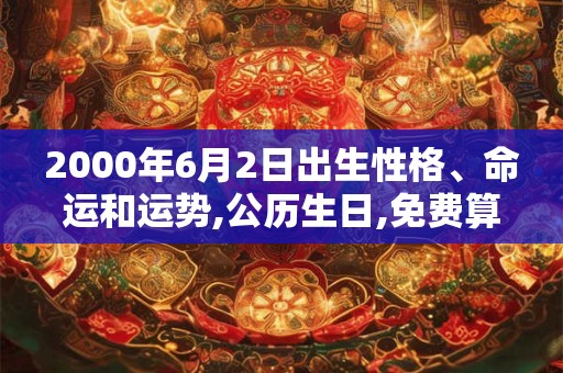 2000年6月2日出生性格、命运和运势,公历生日,免费算命 2000年6月2日出生性格、命运和运势,公历生日,免费算命