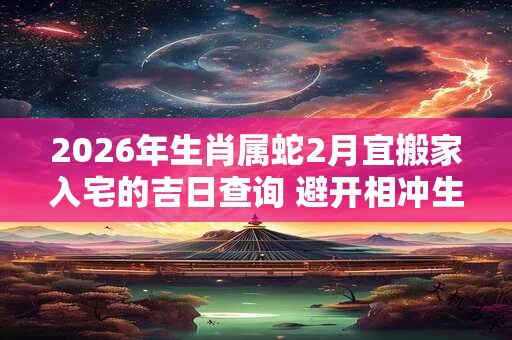 2026年生肖属蛇2月宜搬家入宅的吉日查询 避开相冲生肖