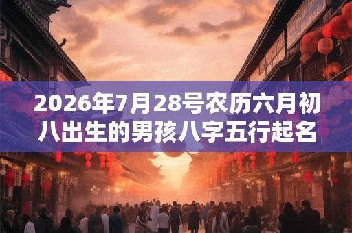 2026年7月28号农历六月初八出生的男孩八字五行起名字