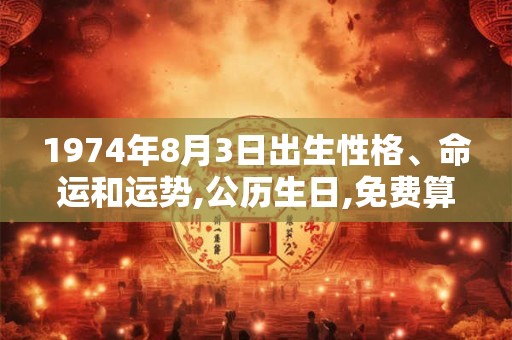 1974年8月3日出生性格、命运和运势,公历生日,免费算命
