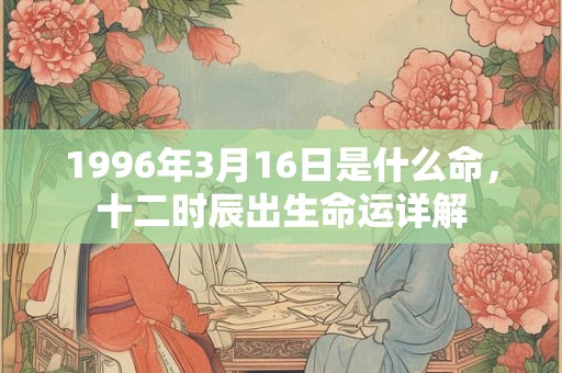 1996年3月16日是什么命，十二时辰出生命运详解