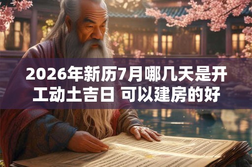 2026年新历7月哪几天是开工动土吉日 可以建房的好日子 2026年新历7月哪几天是开工动土吉日 可以建房的好日子