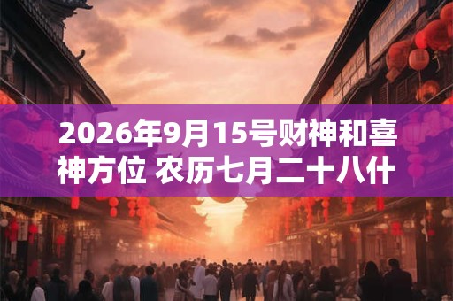 2026年9月15号财神和喜神方位 农历七月二十八什么时辰吉