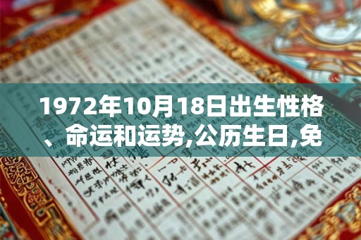 1972年10月18日出生性格、命运和运势,公历生日,免费算命