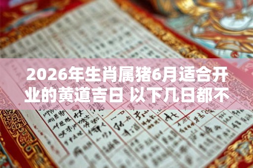 2026年生肖属猪6月适合开业的黄道吉日 以下几日都不错