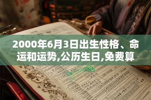 2000年6月3日出生性格、命运和运势,公历生日,免费算命 2000年6月3日出生性格、命运和运势,公历生日,免费算命