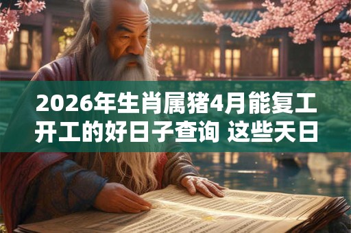 2026年生肖属猪4月能复工开工的好日子查询 这些天日子吉利 2026年生肖属猪4月能复工开工的好日子查询 这些天日子吉利