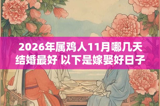 2026年属鸡人11月哪几天结婚最好 以下是嫁娶好日子 2026年属鸡人11月哪几天结婚最好 以下是嫁娶好日子