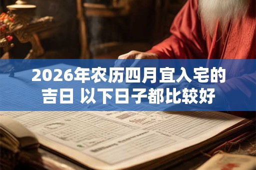 2026年农历四月宜入宅的吉日 以下日子都比较好 2026年农历四月宜入宅的吉日 以下日子都比较好