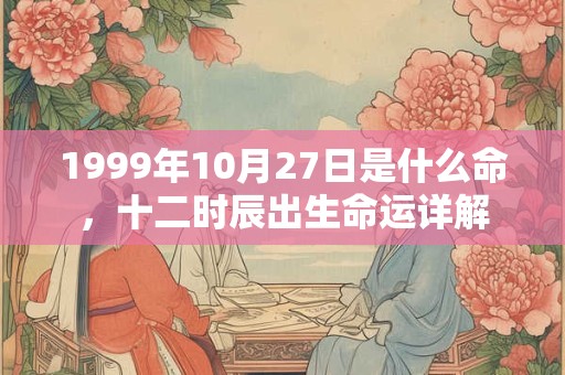 1999年10月27日是什么命，十二时辰出生命运详解