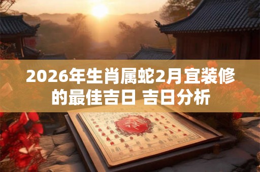 2026年生肖属蛇2月宜装修的最佳吉日 吉日分析 2026年生肖属蛇2月宜装修的最佳吉日 吉日分析
