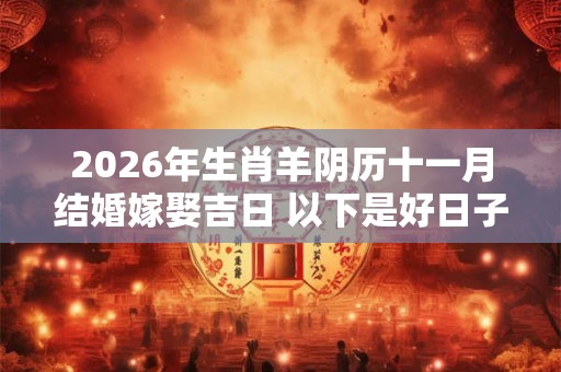 2026年生肖羊阴历十一月结婚嫁娶吉日 以下是好日子 2026年生肖羊阴历十一月结婚嫁娶吉日 以下是好日子
