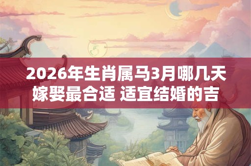 2026年生肖属马3月哪几天嫁娶最合适 适宜结婚的吉日 2026年生肖属马3月哪几天嫁娶最合适 适宜结婚的吉日