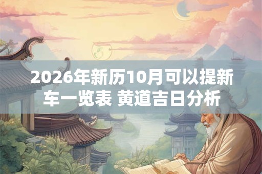 2026年新历10月可以提新车一览表 黄道吉日分析