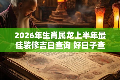 2026年生肖属龙上半年最佳装修吉日查询 好日子查询 2026年生肖属龙上半年最佳装修吉日查询 好日子查询