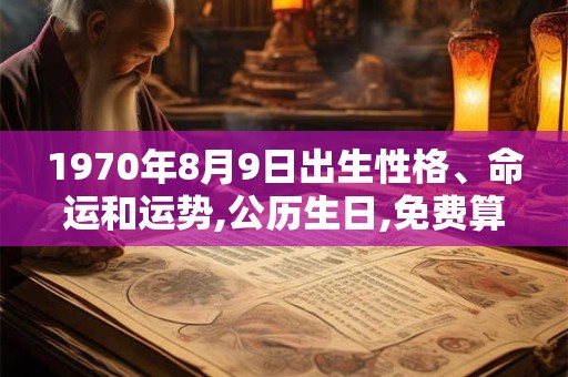 1970年8月9日出生性格、命运和运势,公历生日,免费算命