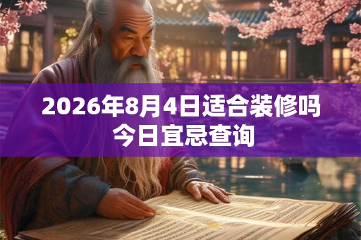 2026年8月4日适合装修吗 今日宜忌查询