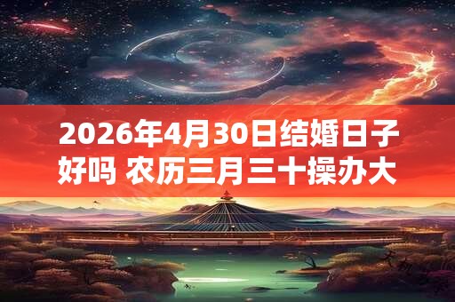 2026年4月30日结婚日子好吗 农历三月三十操办大喜之事如何 2026年4月30日结婚日子好吗 农历三月三十操办大喜之事如何