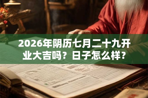 2026年阴历七月二十九开业大吉吗？日子怎么样？