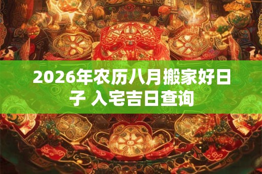 2026年农历八月搬家好日子 入宅吉日查询 2026年农历八月搬家好日子 入宅吉日查询
