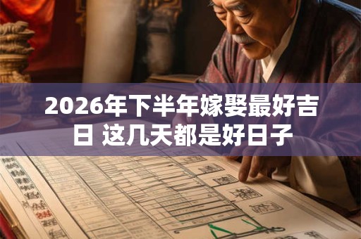 2026年下半年嫁娶最好吉日 这几天都是好日子