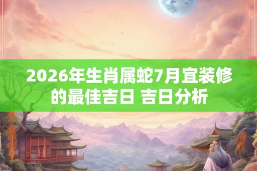 2026年生肖属蛇7月宜装修的最佳吉日 吉日分析