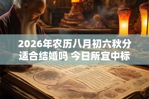 2026年农历八月初六秋分适合结婚吗 今日所宜中标明【嫁娶】 2026年农历八月初六秋分适合结婚吗 今日所宜中标明【嫁娶】