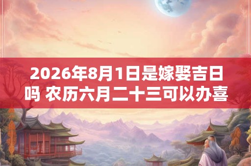 2026年8月1日是嫁娶吉日吗 农历六月二十三可以办喜酒吗