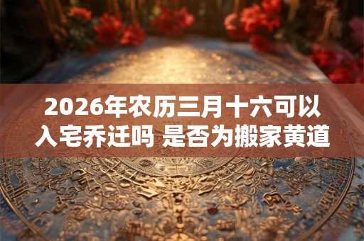 2026年农历三月十六可以入宅乔迁吗 是否为搬家黄道吉日