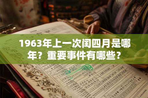 1963年上一次闰四月是哪年?重要事件有哪些? 1963年上一次闰四月是哪年?重要事件有哪些?