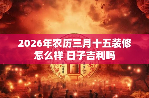 2026年农历三月十五装修怎么样 日子吉利吗