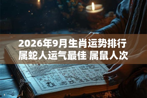 2026年9月生肖运势排行 属蛇人运气最佳 属鼠人次之 2026年9月生肖运势排行 属蛇人运气最佳 属鼠人次之