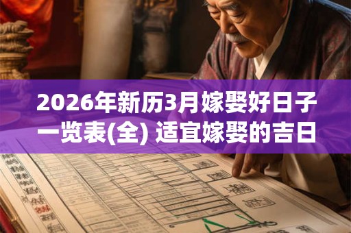 2026年新历3月嫁娶好日子一览表(全) 适宜嫁娶的吉日