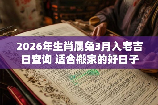 2026年生肖属兔3月入宅吉日查询 适合搬家的好日子 2026年生肖属兔3月入宅吉日查询 适合搬家的好日子