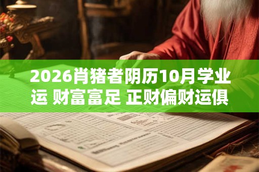 2026肖猪者阴历10月学业运 财富富足 正财偏财运俱佳