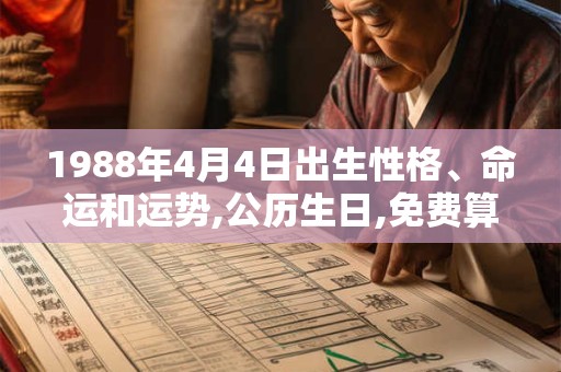 1988年4月4日出生性格、命运和运势,公历生日,免费算命 1988年4月4日出生性格、命运和运势,公历生日,免费算命