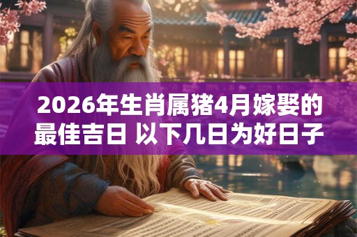 2026年生肖属猪4月嫁娶的最佳吉日 以下几日为好日子