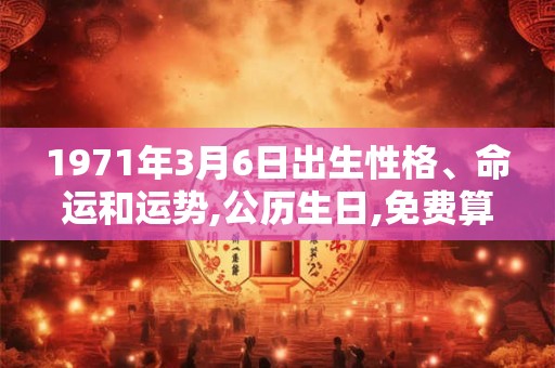 1971年3月6日出生性格、命运和运势,公历生日,免费算命